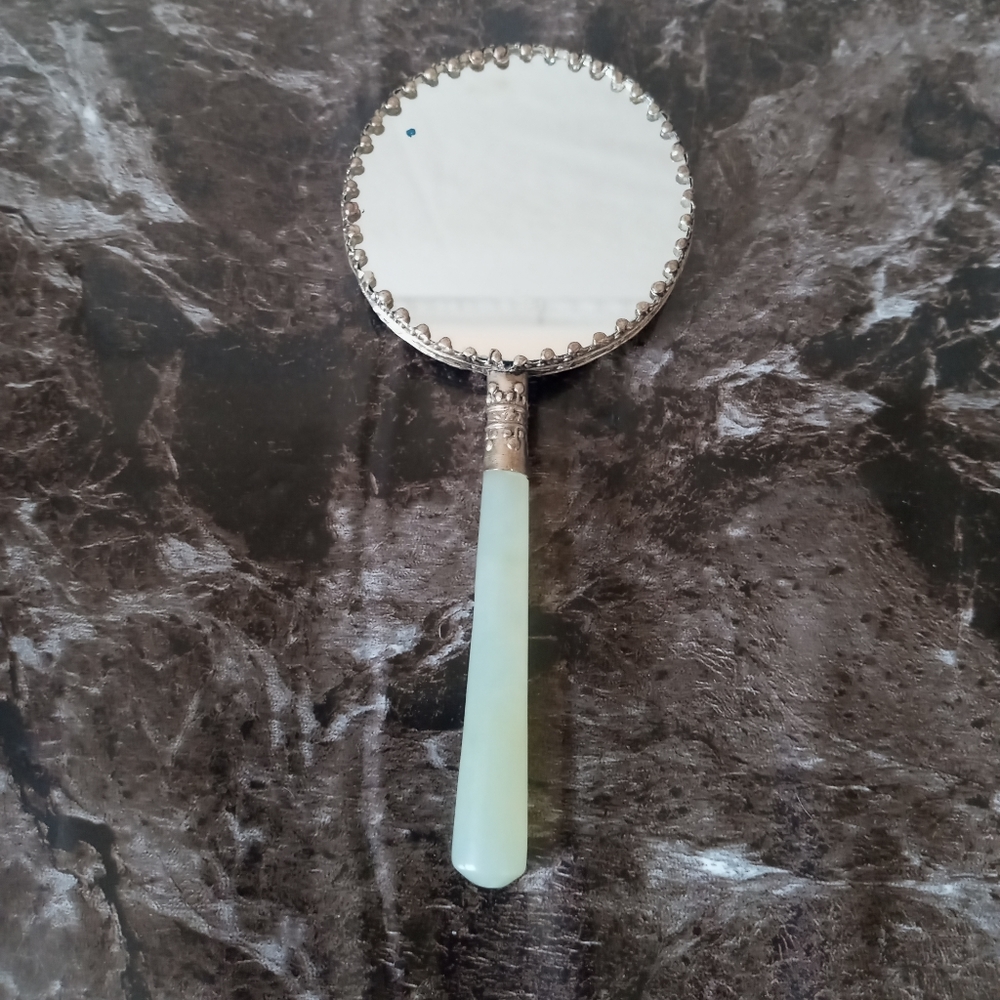 Vintage Jade Asian Hand Mirror